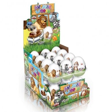 Animal World šokoladiniai kiaušiniai su žaisliuku, 25 g x24
