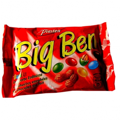 Big Ben žemės riešutai su šokoladu ir spalvota cukraus plutele, 100 g